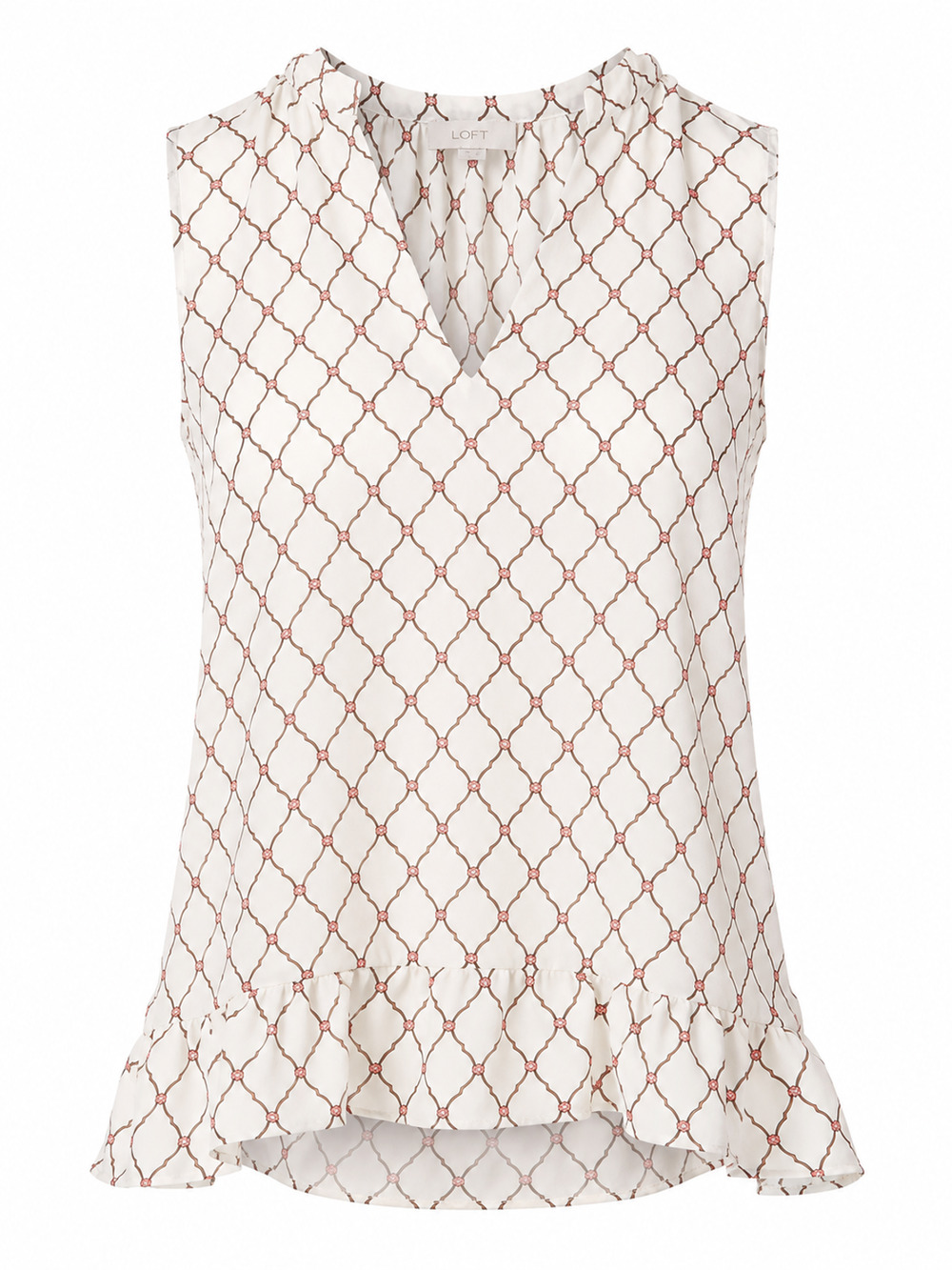 LOFT Sleeveless Ruffle Hem Blouse – Size small